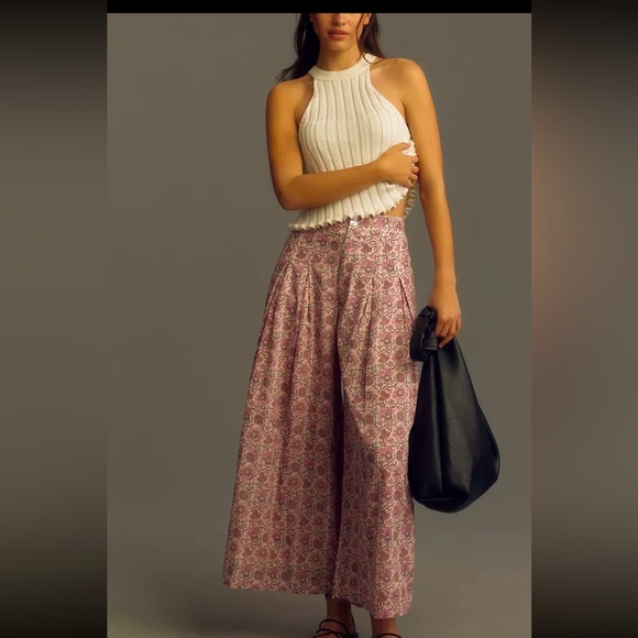 Anthropology, Raga Ria Pleated Wide-Leg Cropped pants price firm - Picture 2 of 6